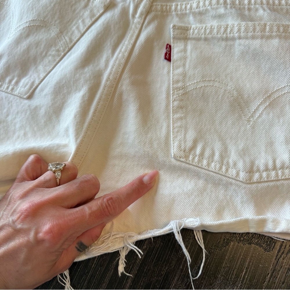 Levi 501 Jean Cutoff Shorts Cream Pink Blue Tie Dye 100% Cotton, Size 29 - Picture 10 of 14